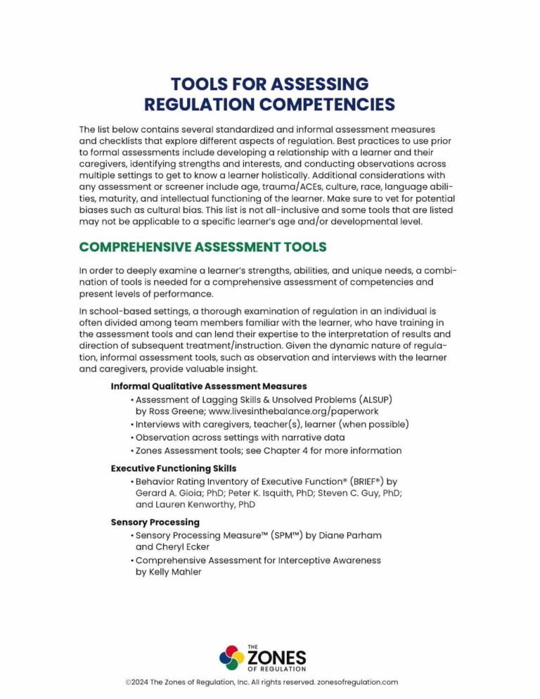 Tools for Assessing Regulation Competencies